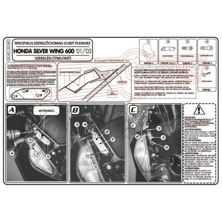 Plexi-szélvédő TARTÓ Honda Silver Wing 400 (06-09) / Honda Silver Wing 600 / ABS (01-09) GIVI