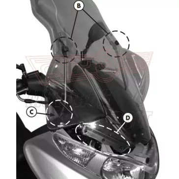   Plexi-szélvédő TARTÓ Suzuki Burgman 125-200 K7-K8-K9-L0-L1-L2 (06-13) / SUZUKI BURGMAN 125-200 ABS (14-18) GIVI
