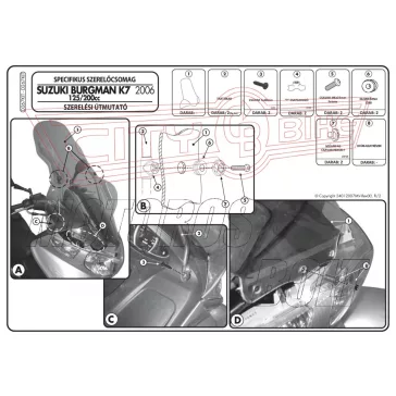   Plexi-szélvédő TARTÓ Suzuki Burgman 125-200 K7-K8-K9-L0-L1-L2 (06-13) / SUZUKI BURGMAN 125-200 ABS (14-18) GIVI