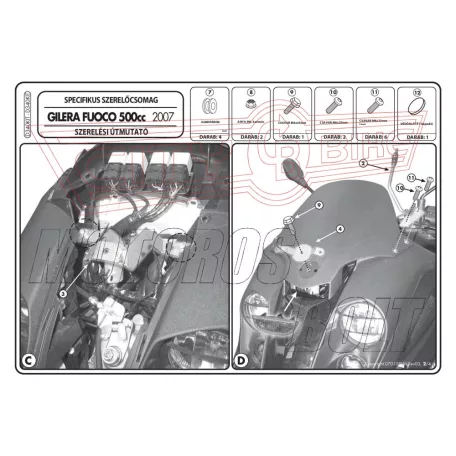 Plexi-szélvédő TARTÓ Gilera Fuoco 500 (07-14) GIVI