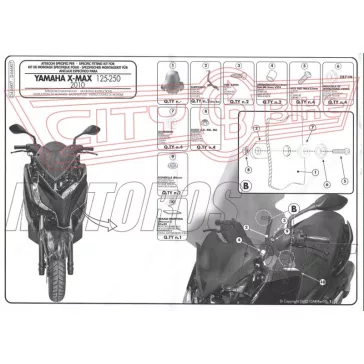   Plexi-szélvédő TARTÓ MBK Skycruiser 125 (10-12) / Yamaha X-Max 125-250 (10-13) GIVI