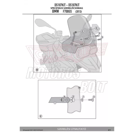 Plexi-szélvédő TARTÓ BMW F 700 GS (13-17) GIVI