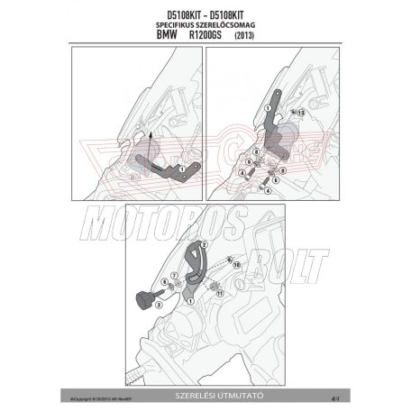 Plexi-szélvédő TARTÓ BMW R 1200 GS (13-18) / BMW R 1200 GS ADVENTURE (14-18) GIVI