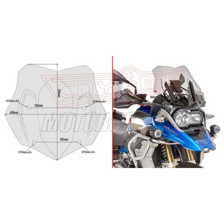 Plexi-szélvédő BMW R 1200 GS (2016-2018) / BMW R 1250 GS (2019-2021) / BMW R 1250 GS (2019/2023) / BMW R 1250 GS Adventure (2019-2024) GIVI