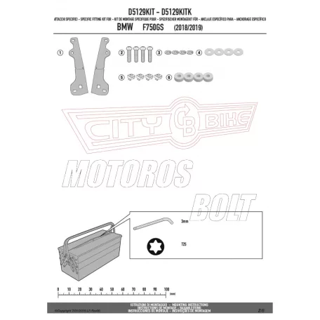 Plexi-szélvédő TARTÓ BMW F 750 GS (2018-2020) (2021-2023) GIVI