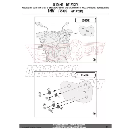 Plexi-szélvédő TARTÓ BMW F 750 GS (2018-2020) (2021-2023) GIVI