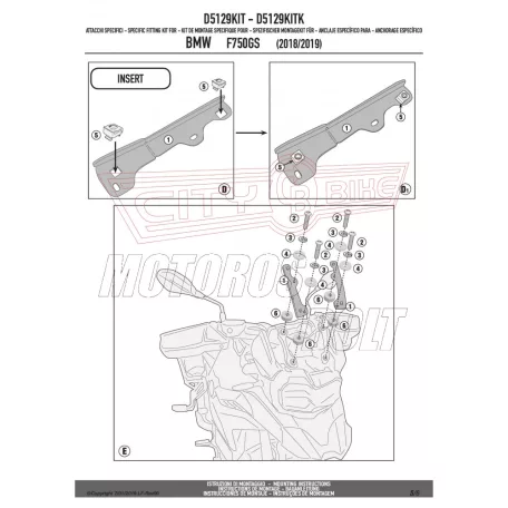 Plexi-szélvédő TARTÓ BMW F 750 GS (2018-2020) (2021-2023) GIVI