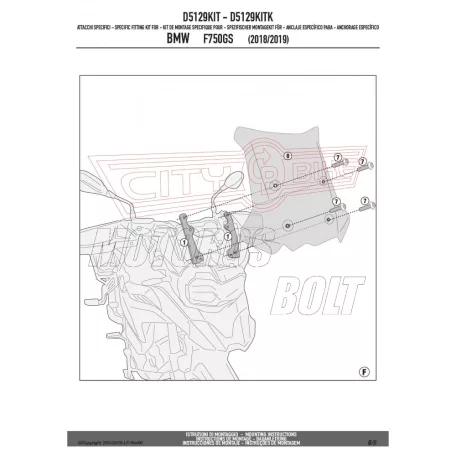 Plexi-szélvédő TARTÓ BMW F 750 GS (2018-2020) (2021-2023) GIVI
