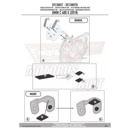 Plexi-szélvédő TARTÓ BMW C 400 X (2019-2024) GIVI