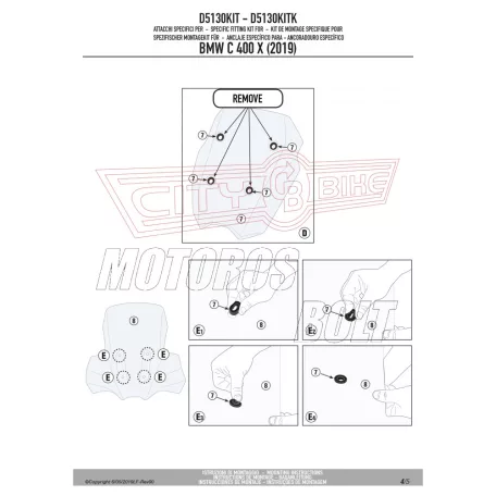 Plexi-szélvédő TARTÓ BMW C 400 X (2019-2024) GIVI