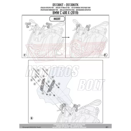 Plexi-szélvédő TARTÓ BMW C 400 X (2019-2024) GIVI