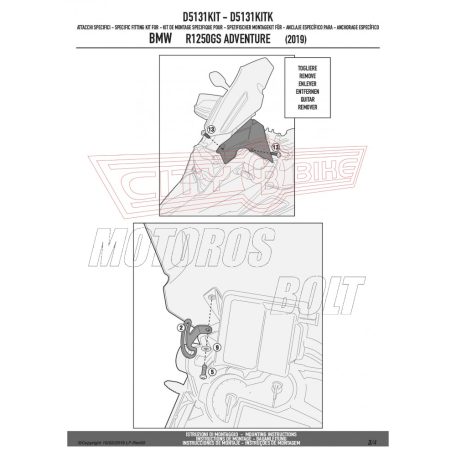 Plexi-szélvédő TARTÓ BMW R 1250 GS (19 > 23)/ BMW R 1250 GS ADVENTURE (19 > 24) GIVI