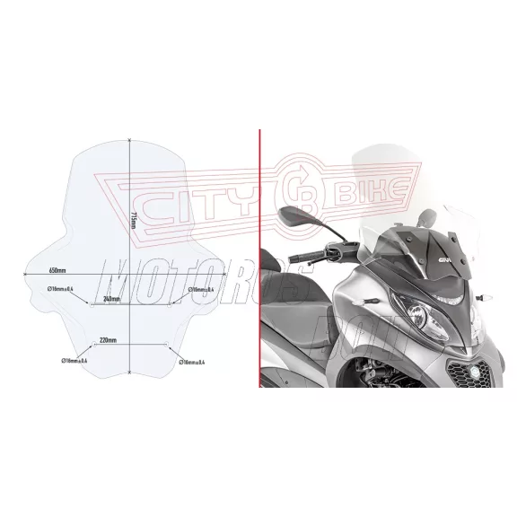 Plexi-szélvédő Piaggio MP3 350-400-500 Sport / Business (2018-2022) GIVI Plexi-szélvédő Piaggio MP3 350-400-500 Sport / Business (2018-2022) GIVI