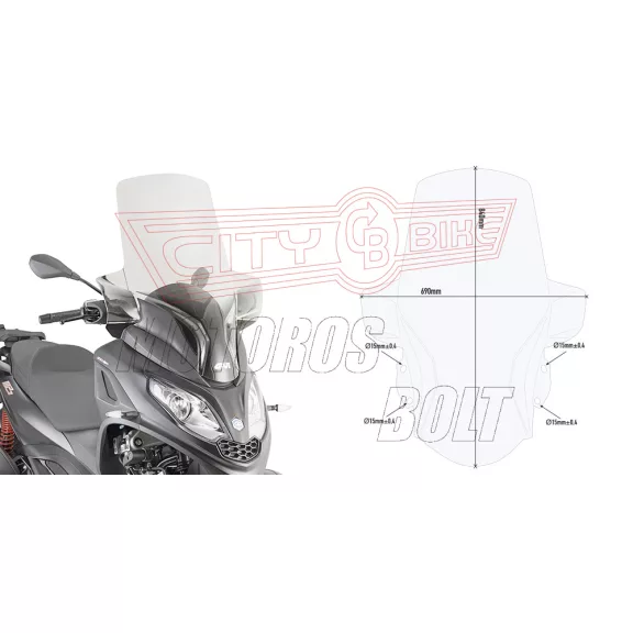 Plexi-szélvédő PIAGGIO MP3 300 HPE (2019-2024) GIVI Plexi-szélvédő PIAGGIO MP3 300 HPE (2019-2024) GIVI