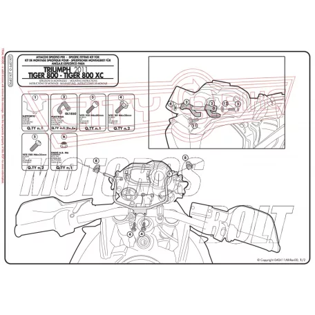 Plexi-szélvédő TARTÓ Triumph Tiger 800 / Tiger 800 XC / Tiger 800 XR (11-17) GIVI