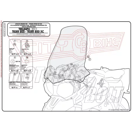 Plexi-szélvédő TARTÓ Triumph Tiger 800 / Tiger 800 XC / Tiger 800 XR (11-17) GIVI