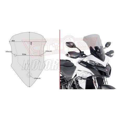 Plexi-szélvédő Ducati Multistrada 950 (2017-2018) Ducati Multistrada 950 S (2019-2021)/Ducati Multistrada 1200 (2015-2018)/Ducati Multistrada1260 (2018-2020) Ducati Multistrada En1260 (2019-2021) GIVI