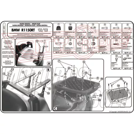 Csomagtartó BMW R 1150 RT (02-04) GIVI MonoKEY dobozhoz