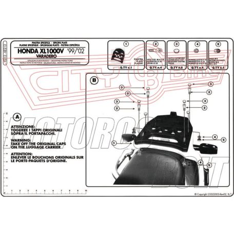 Csomagtartó platni Honda XL 1000V Varadero (99-02) / Honda XL 1000V Varadero / ABS (03-06) GIVI MonoKEY dobozhoz