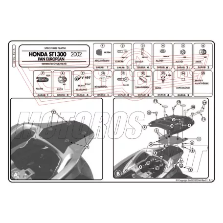 Csomagtartó platni Honda PAN European ST 1300 (02-14) GIVI MonoKEY dobozhoz