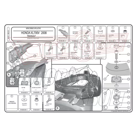 Csomagtartó platni Honda XL 700V Transalp (08-13) GIVI MonoKEY dobozhooz
