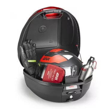   Givi E300N2B Monolock doboz - piros fényvisszaverővel– 30L, univerzális platnival