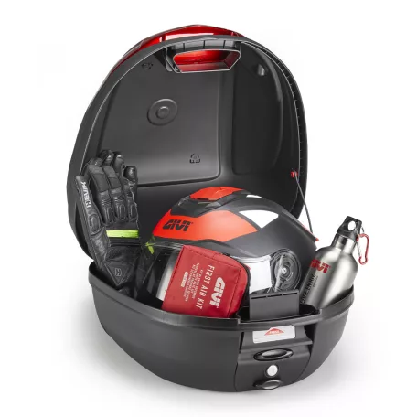 Givi E300N2B Monolock doboz - piros fényvisszaverővel– 30L, univerzális platnival