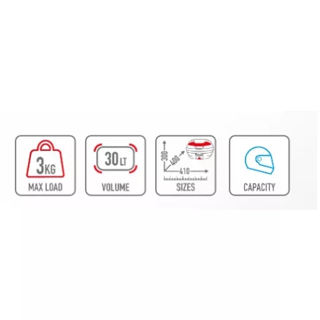 Givi E300N2B Monolock doboz - piros fényvisszaverővel– 30L, univerzális platnival