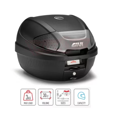 Givi E300N2B Monolock doboz - füst színű fényvisszaverővel– 30L, univerzális platnival