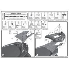   Csomagtartó platni Yamaha Majesty 400 (04-08) / Yamaha Majesty 400 (09-14) GIVI MonoLOCK dobozhoz