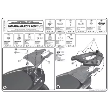   Csomagtartó platni Yamaha Majesty 400 (04-08) / Yamaha Majesty 400 (09-14) GIVI MonoLOCK dobozhoz