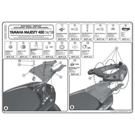Csomagtartó platni Yamaha Majesty 400 (04-08) / Yamaha Majesty 400 (09-14) GIVI MonoLOCK dobozhoz
