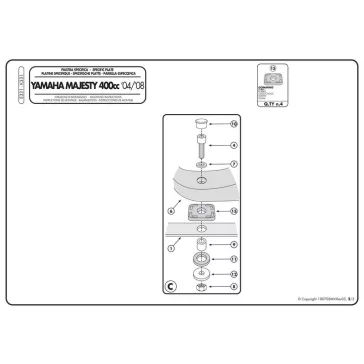   Csomagtartó platni Yamaha Majesty 400 (04-08) / Yamaha Majesty 400 (09-14) GIVI MonoLOCK dobozhoz