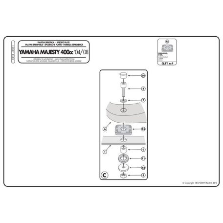 Csomagtartó platni Yamaha Majesty 400 (04-08) / Yamaha Majesty 400 (09-14) GIVI MonoLOCK dobozhoz