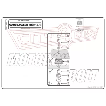   Csomagtartó platni Yamaha Majesty 400 (04-08) / Yamaha Majesty 400 (09-14) GIVI MonoKEY dobozhoz