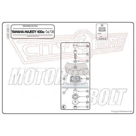 Csomagtartó platni Yamaha Majesty 400 (04-08) / Yamaha Majesty 400 (09-14) GIVI MonoKEY dobozhoz