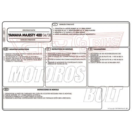 Csomagtartó platni Yamaha Majesty 400 (04-08) / Yamaha Majesty 400 (09-14) GIVI MonoKEY dobozhoz