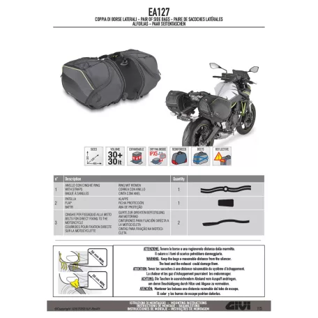 GIVI EA127B – 30+30 literes oldaltáska szett túrázáshoz, vízálló béléssel (nyeregtáska)
