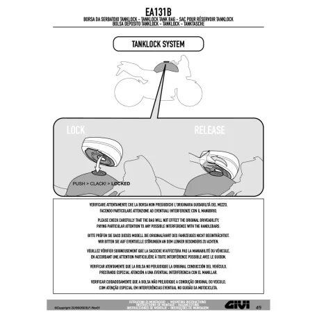 GIVI EA131B 20–26L Bővíthető Tanklock Motoros Tanktáska – Térképtartóval és Esővédővel