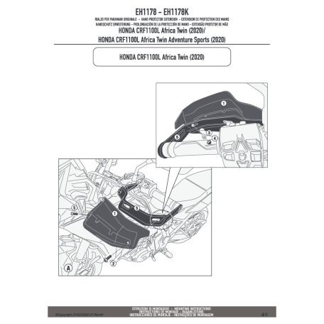 Kézvédő kiegészítő HONDA CRF1100L Africa Twin (2020-2024) / HONDA CRF1100L Africa Twin Adventure Sports (2020-2023) / HONDA X-ADV 750 (2021-2025) GIVI