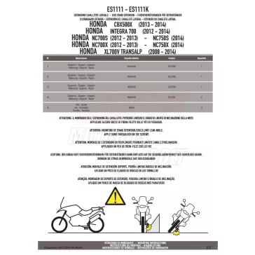   Oldalsztender talp HONDA CB 500 X (13-18) / CB 500 X (19-23) / NC 700 S (12-13) / NC 750 S / NC 750 S DCT (14-15) / XL 750 Transalp (2023-2024) STB GIVI