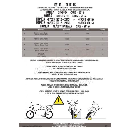 Oldalsztender talp HONDA CB 500 X (13-18) / CB 500 X (19-23) / NC 700 S (12-13) / NC 750 S / NC 750 S DCT (14-15) / XL 750 Transalp (2023-2024)  STB GIVI