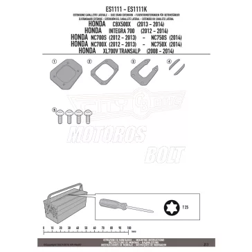   Oldalsztender talp HONDA CB 500 X (13-18) / CB 500 X (19-23) / NC 700 S (12-13) / NC 750 S / NC 750 S DCT (14-15) / XL 750 Transalp (2023-2024) STB GIVI