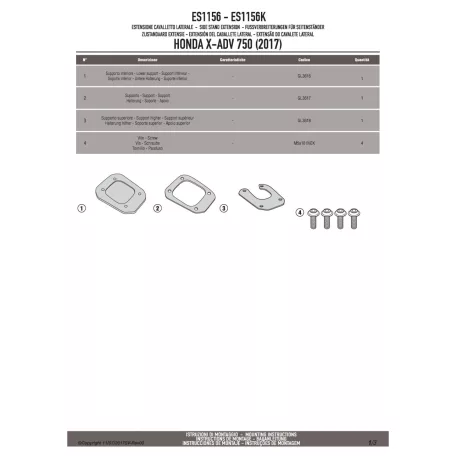 Oldalsztender talp Honda X-ADV 750 (2017-2020) GIVI