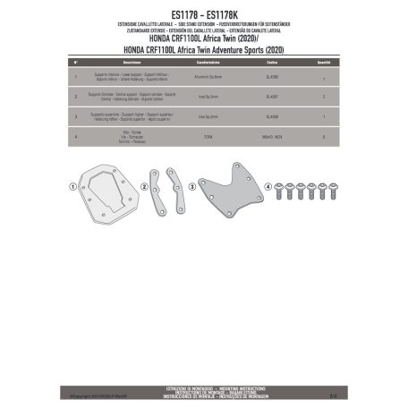 Oldalsztender talp HONDA CRF 1100L Africa Twin (2020-2024) / HONDA CRF1100L Africa Twin Adventure Sports (2020-2024) / HONDA X-ADV 750 (21-24) GIVI