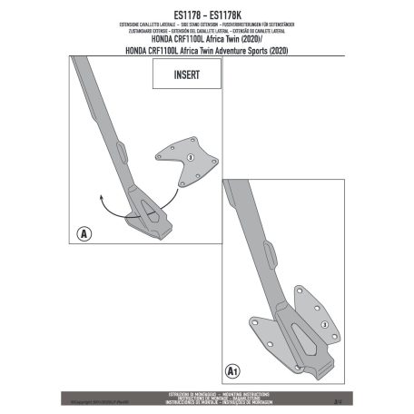 Oldalsztender talp HONDA CRF 1100L Africa Twin (2020-2024) / HONDA CRF1100L Africa Twin Adventure Sports (2020-2024) / HONDA X-ADV 750 (21-24) GIVI