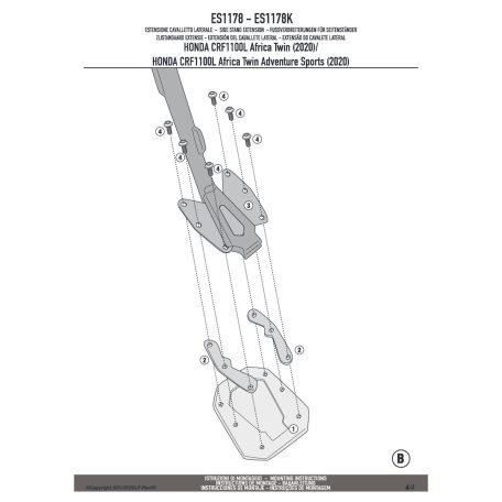 Oldalsztender talp HONDA CRF 1100L Africa Twin (2020-2024) / HONDA CRF1100L Africa Twin Adventure Sports (2020-2024) / HONDA X-ADV 750 (21-24) GIVI