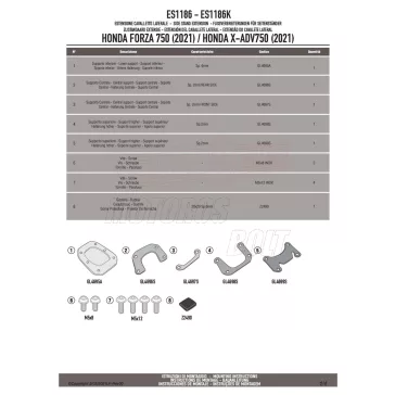   Oldalsztender talp HONDA FORZA 750 (21-23) / HONDA X-ADV 750 (21-26) GIVI