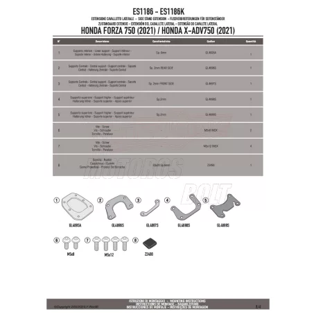 Oldalsztender talp HONDA FORZA 750 (21-23) / HONDA X-ADV 750 (21-25) GIVI