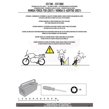 Oldalsztender talp HONDA FORZA 750 (21-23) / HONDA X-ADV 750 (21-25) GIVI